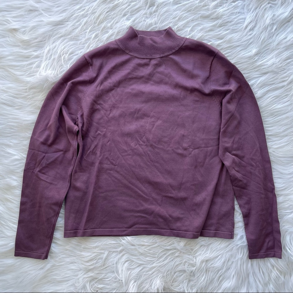 Pendleton Mauve Mock Turtleneck Silk Sweater Top - image 1